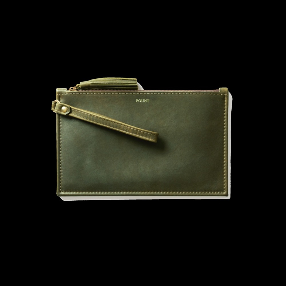 FOUNT Leather Petite Finley Clutch Sage Green